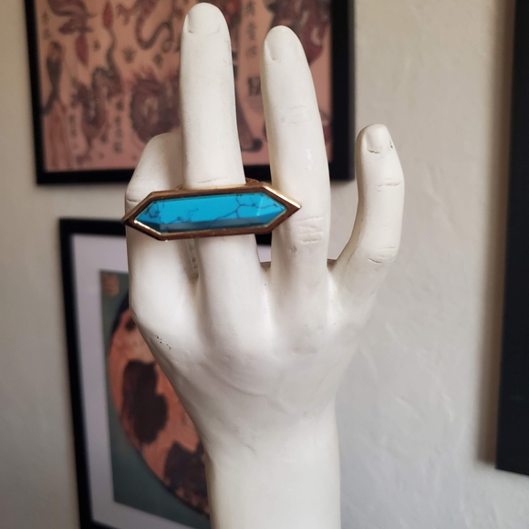 CC Skye Turquoise and Gold Statement Ring - Picture 1 of 7